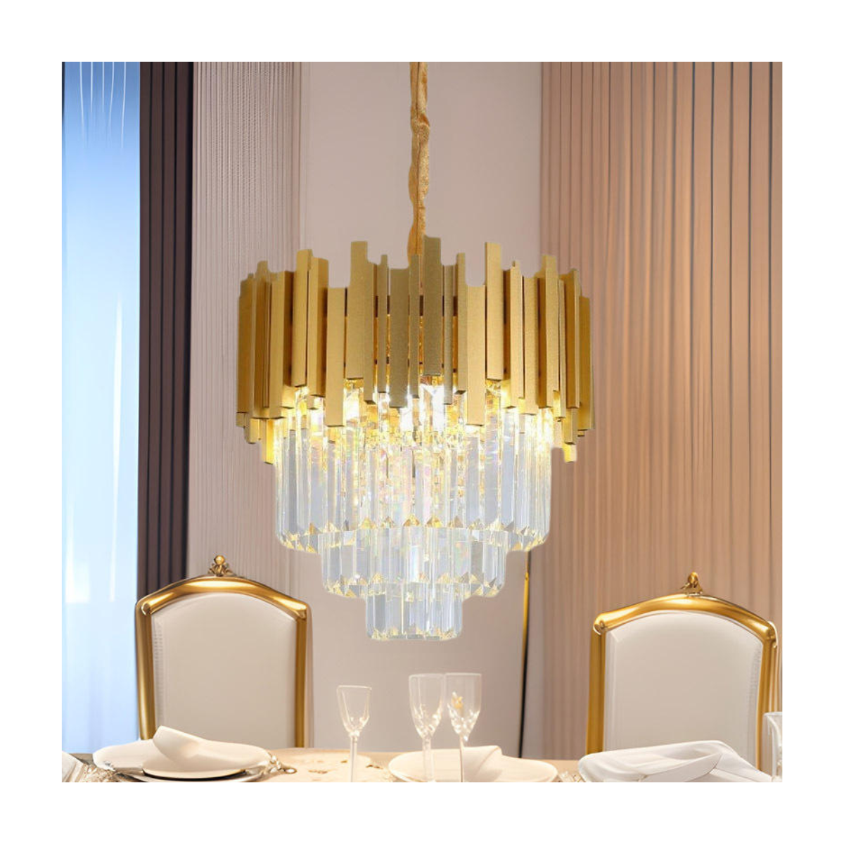 Prismatic Crystal Cascade Chandelier 